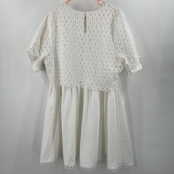 ENGLISH FACTORY Dress Size 1X White Eyelet Mixed Media Bridal Wedding Shower NWT - Picture 3 of 12